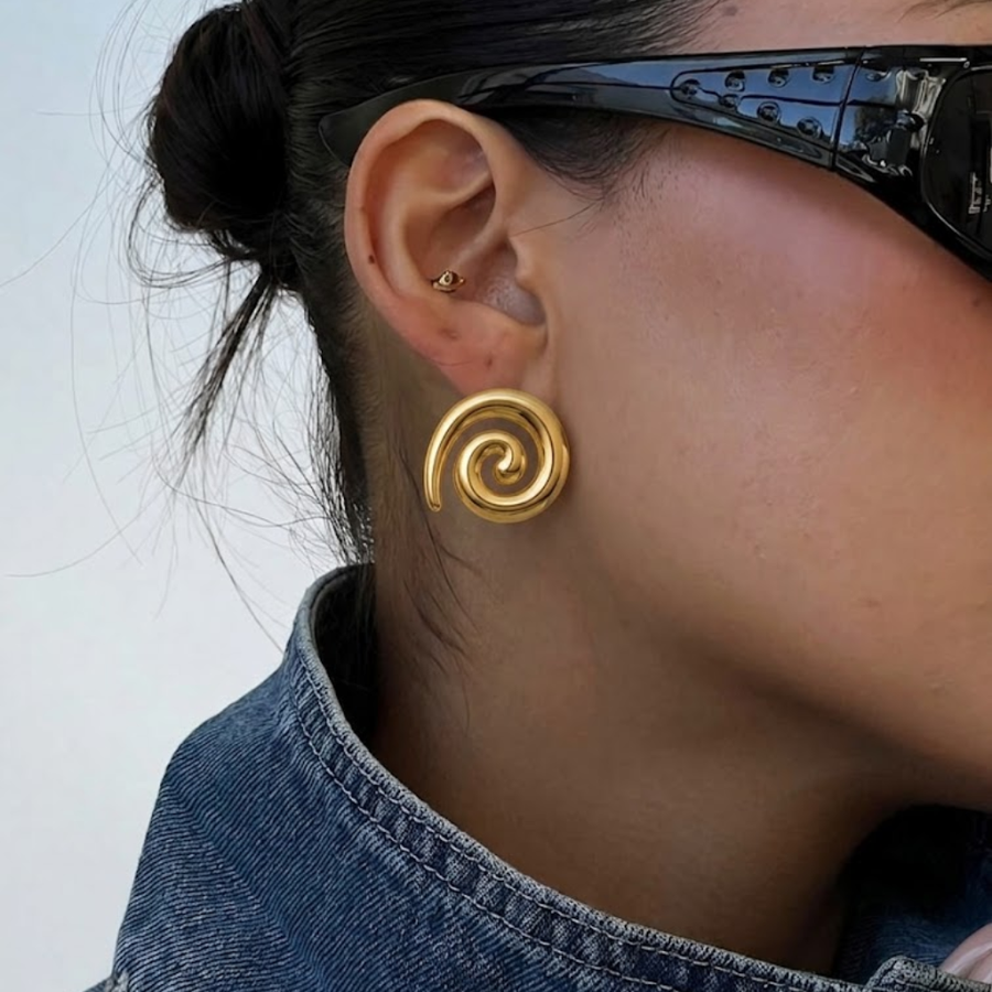 Gold Spiral Swirl Earrings